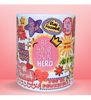 Be Your Own Hero, Sticker Motivasyon Kupası,Özel Tasarım Porselen Kupa