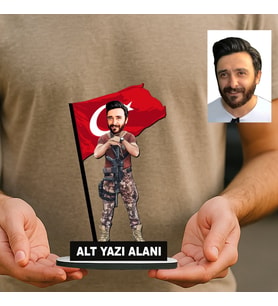 Kişiye Özel Özel Harekat Polisi Karikatürlü 18 cm MDF Masaüstü Biblo - Polise Hediye Polis Hediyesi