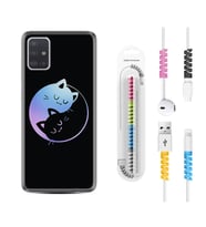 Samsung a71 A72 A73 A7 A9 2018 C7 C9 Kılıf Kablo Koruma Spiral Silikon Love Cats 1604