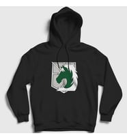 Presmono Unisex Siyah Military Anime Attack On Titan Kapüşonlu Sweatshirt 124588tt