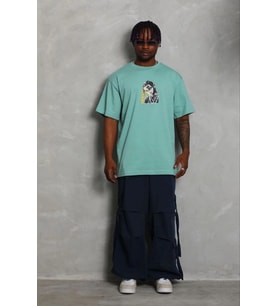 Erkek Baskılı T-Shirt Kısa Kol Bisiklet Yaka Regular Fit Tişört - Mint Yeşili