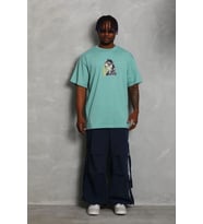 Erkek Baskılı T-Shirt Kısa Kol Bisiklet Yaka Regular Fit Tişört - Mint Yeşili