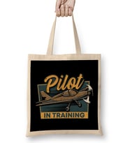 Funny Pilot In Training Please Wait Airplane Pilot Bez Çanta Uzun Saplı