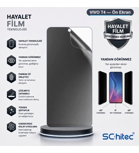SChitec VIVO T4 Uyumlu Ön Yüzey Hayalet Privacy Hidrojel Ekran Koruyucu