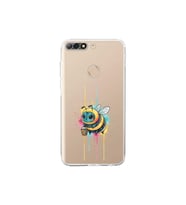 Huawei Y7 2018 ile uyumlu Splash arı tasarımlı şeffaf silikon kılıf