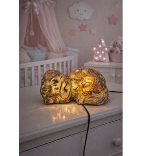Işıklı Mozaik Köpek Biblo – Dekoratif Masa & Konsol Lambası, 25 cm