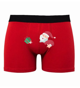 Yılbaşı Noel Baba Tasarımlı Kırmızı Erkek Man Boxer