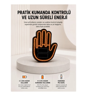 Mey İthalat® Pilli Led Işık Araç Camı İçin Uzaktan Kumandalı El Simgesi
