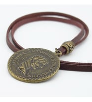 Antik Roma Sikke İmparator Marvel Antoninvs Bronz Metal Deri Erkek Kolye Q0943