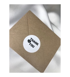 400 Adet - 3 Cm Thank You Etiket Siyah Beyaz Model Kalpli Yuvarlak Mat Sticker