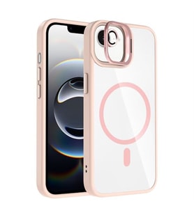 Coverzone iPhone 16E ile Uyumlu Z-Etro MagSafe Wireless ?arj Destekli, G��l� Manyetik Tutucu, Stand Olabilen, Kamera Lens Hediyeli Koruyucu K?l?f Pembe