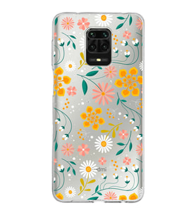 Xiaomi Redmi Note 9 Pro Uyumlu Kapak Çiçek Tasarımlı Şeffaf Silikon Kılıf