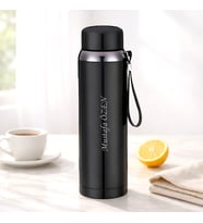 Kişiye Özel 1 Litre 304 Paslanmaz Siyah Çelik Termos Sıcak Soğuk Tutma Özeliği Vardır