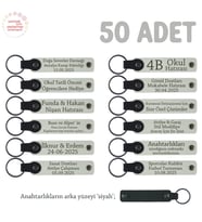 Sünnet Töreni İçin İsim Yazılabilen Anı & Hatıra Anahtarlıkları 50’li Set, Beyaz & Siyah