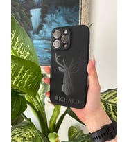 Kabartmalı Parlak Geyik Tasarımlı İsimli Iphone Telefon Kılıfı