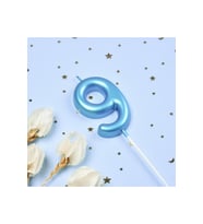 9 YAŞ PARLAK AÇIK MAVİ ŞIK MUM 12 CM