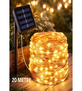 Güneş Enerjili 20 Metre Peri Led Işık 200 Led 8 Mod Dış Mekan Ağaç Balkon Solar Bahçe Aydınlatma