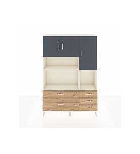 Arges Dolap 8 Raflı 5 Çekmeceli 3 Kapaklı 132x30x195 Aytaşı-Antrasit/Çam