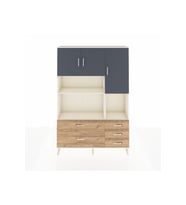 Arges Dolap 8 Raflı 5 Çekmeceli 3 Kapaklı 132x30x195 Aytaşı-Antrasit/Çam