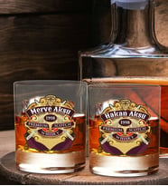 BK Gift Kişiye Özel İsimli DTF Premium Whiskey Tasarımlı İkili Viski Kadeh Seti-1, Arkadaşa Hediye, Sevgiliye Hediye