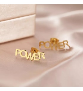 Kişiye Özel 925 Ayar Gümüş Power Küpe (Gold)
