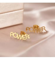 Kişiye Özel 925 Ayar Gümüş Power Küpe (Gold)