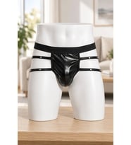 Giyim Modern Erkek Siyah Lame Metal Detaylı String Tanga