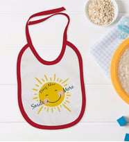 BK Kids Kişiye Özel Smile More Tasarımlı Kırmızı Bebek Mama Önlüğü-1