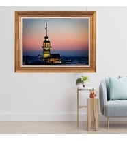 Çerçeveli Paspartulu Manzara Tablo cft0412 (Gold)