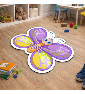eJOYA Kişiye Özel Mor Kelebek Puzzle Keçe Halı 116272