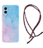 Vivo Y15S Y32 Y33S Y51 Y53S Kılıf Boyun Asklı Rasta Silikon Pink Blue Abstract 1385