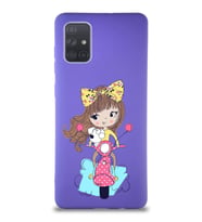 Samsung Galaxy A71 Soft Premier Kapak Vespagirl Tasarımlı Silikon Kılıf - Mor (Şeffaf)