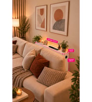 1. Sınıf Beyaz MDF AuraTech LED’li Koltuk Arkası Dresuar Prizli Şarjlı Raf Konsol 100x80x12