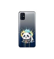 Samsung Galaxy M31s ile Uyumlu Splash Panda Tasarımlı Şeffaf Silikon Kılıf