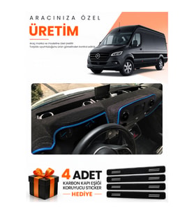 MERCEDES SPRİNTER W907-W910 (2018-2026) Uyumlu Torpido Koruma Örtüsü Oto Kılıfı - Siyah Mavi