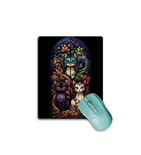 SonicTouch Vitray Chibi Kedileri Kaydırmaz Gaming Oyuncu Dikişsiz Siyah Mor Mouse Pad 17x21cm