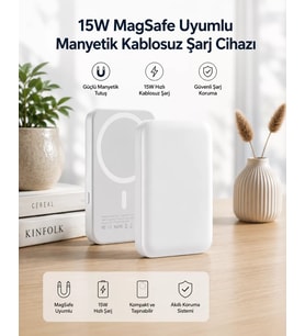 Northcity 15W MagSafe Uyumlu Powerbank 5000 mAh - Taşınabilir Kablosuz Şarj Cihazı