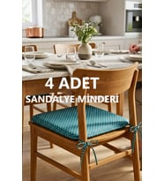 4 Adet Bağcıklı Özel Dikişli Süngerli Pamuklu Kumaş Sandalye Minderi