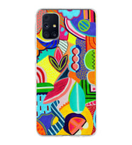 PrintiFy Samsung Galaxy M31s ile Uyumlu 1mm Slim Fit Retro Colors 6 Baskılı Şeffaf  Kılıf