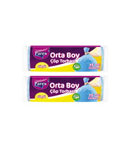 Güçlü Çöp Torbası Orta Boy 15'li 55 x 60 cm İkili Set