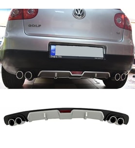 Vw Golf Mk5 Gri Difüzör 4 Krom Egzoz Görünümlü Difizör Arka Ek Body Kit 2003-2009