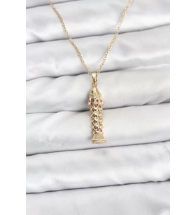 316L Çelik Zincir Gold Renk Balık Model Zirkon Taşlı Kadın Kolye - TJ-BKO10885