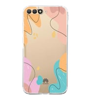 Huawei Y6 2018 Uyumlu Kamera korumalı Kapak Karışık Renkler Tasarımlı Şeffaf Kılıf