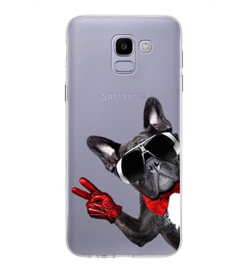 PrintiFy Samsung Galaxy J6 2018 ile Uyumlu 1mm Slim Fit Köpek 2 050e Baskılı Şeffaf  Kılıf