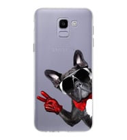PrintiFy Samsung Galaxy J6 2018 ile Uyumlu 1mm Slim Fit Köpek 2 050e Baskılı Şeffaf  Kılıf