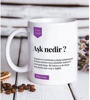 Kişiye Özel Aşk Nedir ? 1 Soru 1 Cevap Sevgililer Gününe Özel Hediye Beyaz Kupa