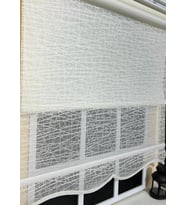 StorBurada Çiftli Sistem Beyaz Cam Kırığı Tül Ve Ekru Stor Perde STB-100