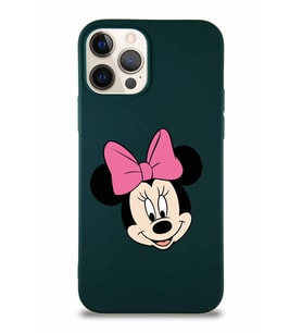 Apple iPhone 12 Pro Soft Premier Kapak Minnie Mouse-C Tasarımlı Silikon Kılıf - Yeşil (Şeffaf)