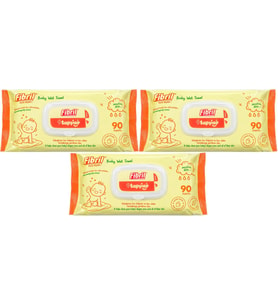 Fibril Islak Havlu Mendil 90 Yaprak Bebek Plastik Kapaklı (3 Lü Set) 270 Yaprak