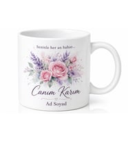 Canım Karım Yazılı Suluboya Efektli Hediye Kupa Bardak Eşe Özel Tasarım